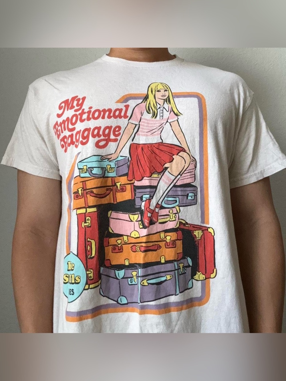 Steven Rhodes "Emotional Baggage" Exclusive Graphics White Tee Shirt